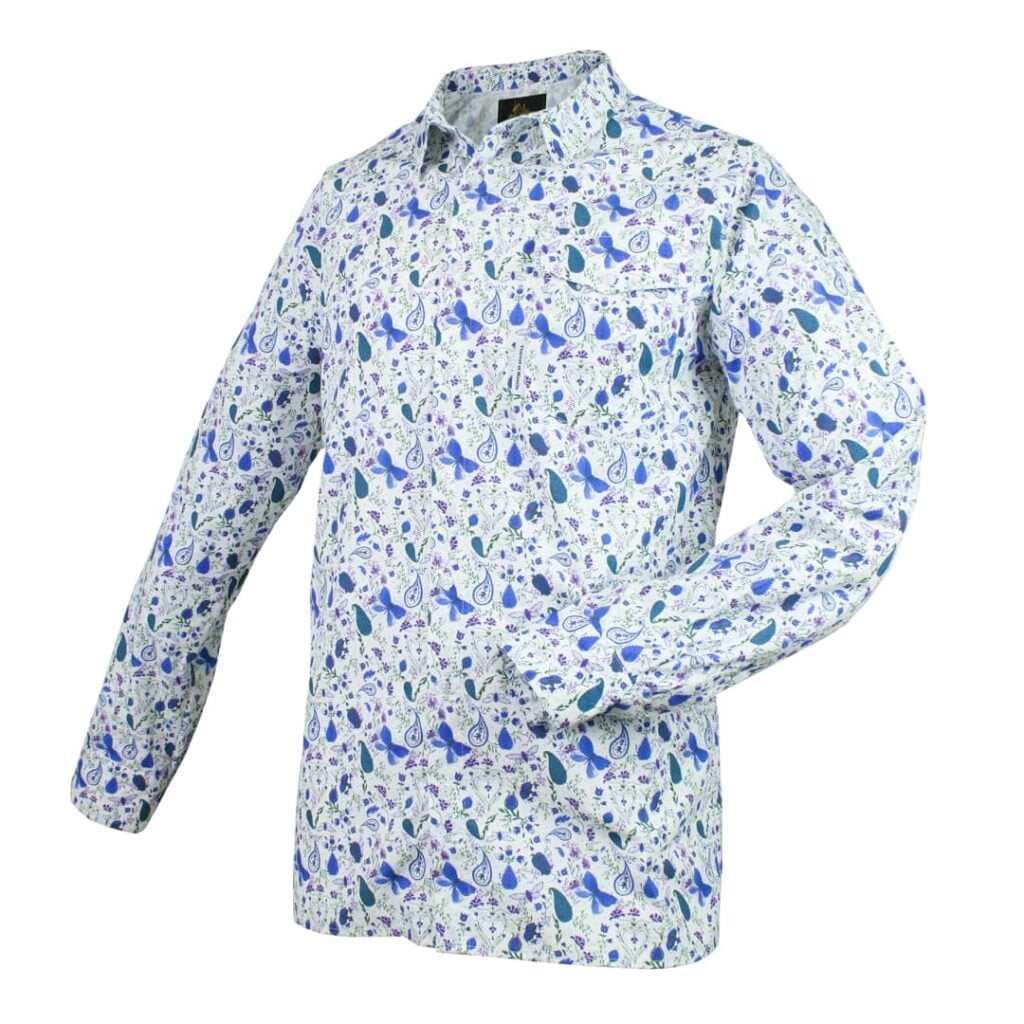 Chemise gardian camarguaise Vincent et Mireille - Air de Provence - Bleue et blanche