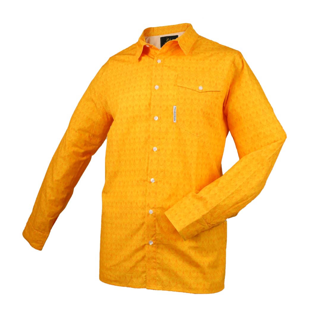 Chemise gardian camarguaise Vincent et Mireille - Champs des gardians - Jaune et orange